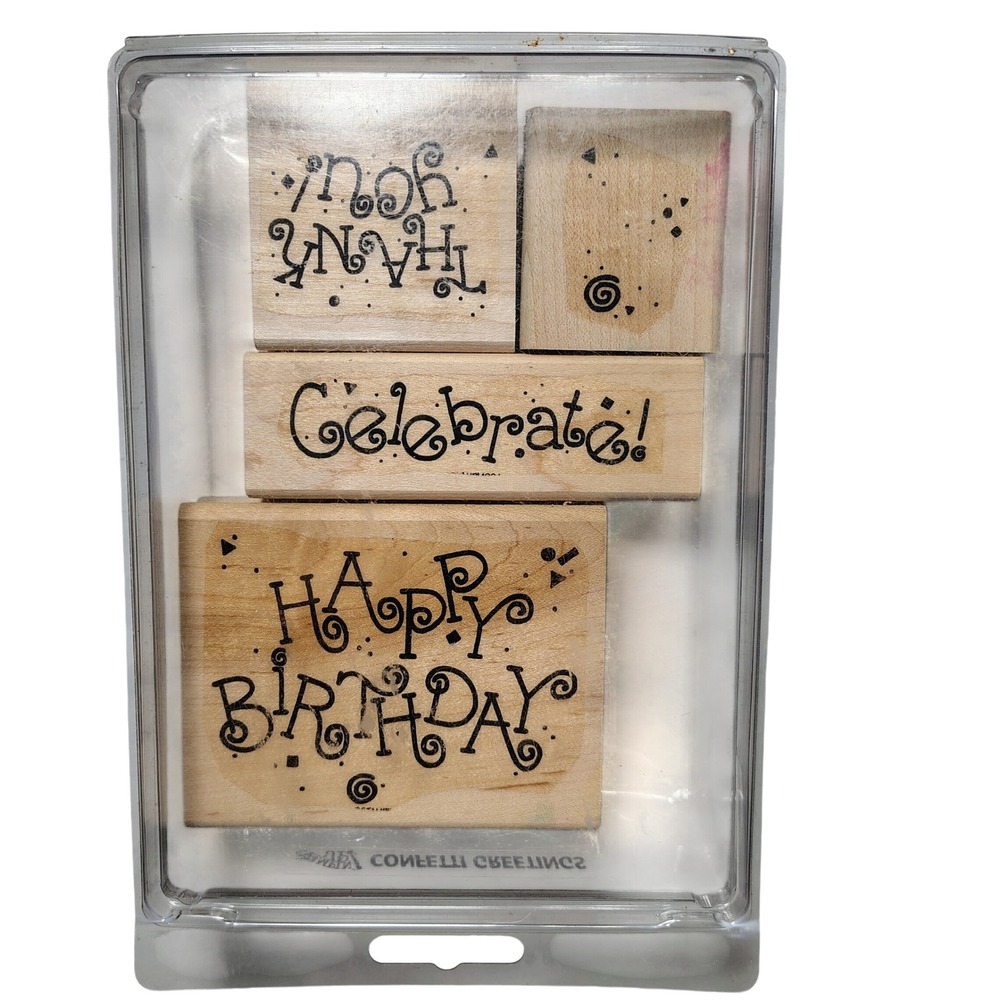 Vintage Stampin Up Confetti‎ Greetings StampsHappy Birthday Celebrate Thank You